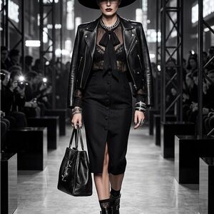 Vintage black button detail pencil skirt